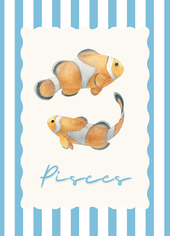 Pisces zodiac postcard with personalised tarot reading from The House of Good Fortune.