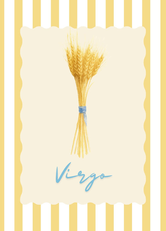 Virgo zodiac postcard with personalised tarot reading from The House of Good Fortune.