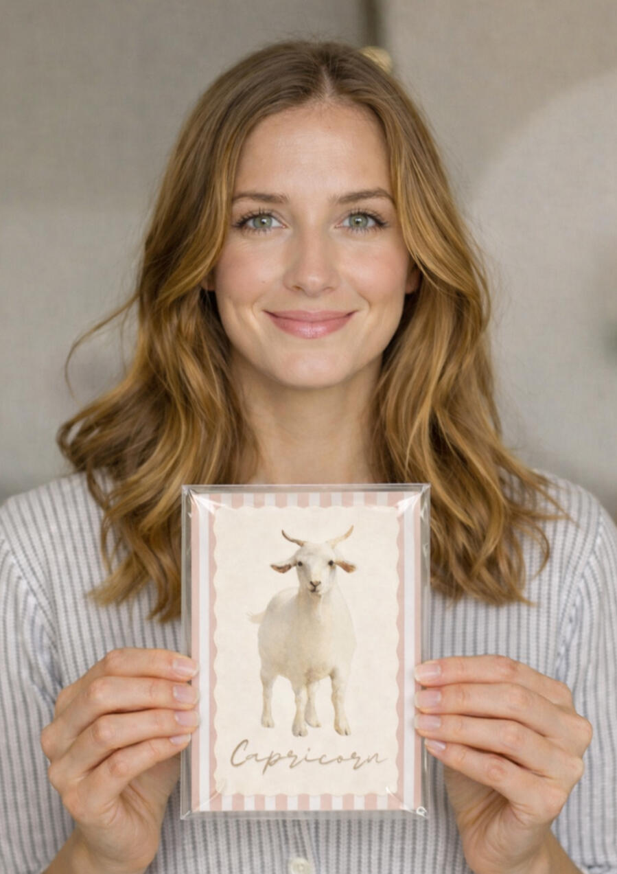The House of Good Fortune Office A woman holding a zodiac card