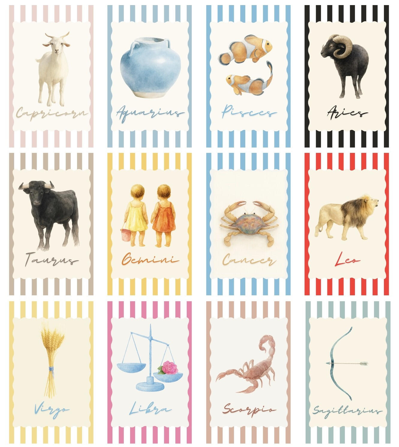 Zodiac Cards A series of zodiac cards that can be bought from the house of gopod fortune